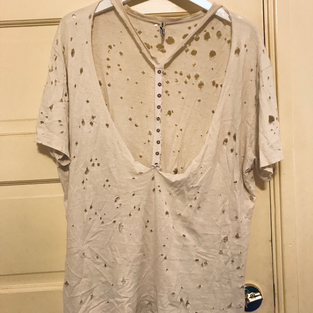 Emma and Sam White Destroyed Tee
